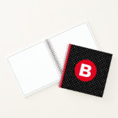 Classic Black & White Polka Dot with Red Monogram Notitieboek (Binnen)