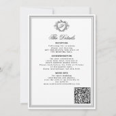 Classic black white QR formal monogram wedding  Kaart (Achterkant)