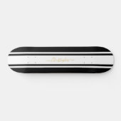 Classic Black White Racing Stripes Gold Monogram Persoonlijk Skateboard (Horizontaal)