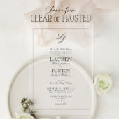 Classic Black & White Script Monogram Weddenschap Acryl Uitnodigingen