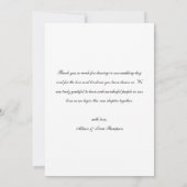 Classic Black & White Script Wedding Photo Bedankkaart (Achterkant)
