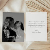 Classic Black & White Script Wedding Photo Bedankkaart