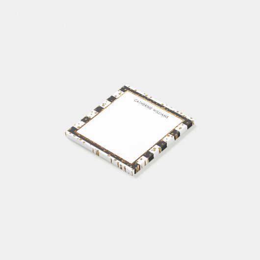 Classic Black White Stripe Gold Glitter Confetti Post-it® Notes (Schuin)