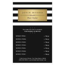 Classic Black White Stripes Gold Service Menu