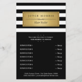 Classic Black White Stripes Gold Service Menu (Voorkant)