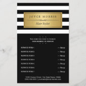 Classic Black White Stripes Gold Service Menu (Voorkant)