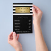 Classic Black White Stripes Gold Service Menu (Hand)