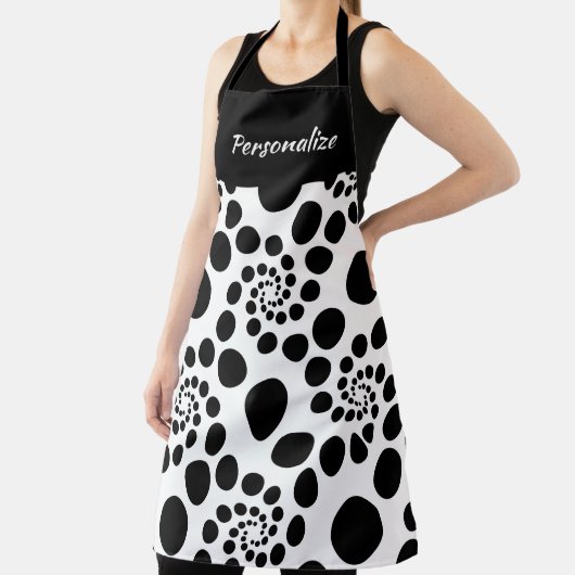 Classic Black White Swirl Pattern Stijlvol Schort (Insitu)