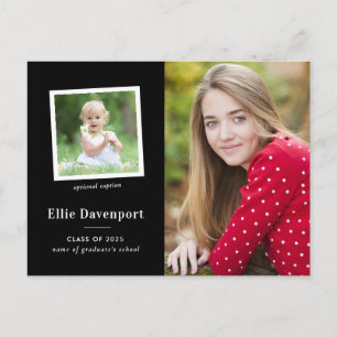 Classic Black & White Two Photo-Afstuderen Briefkaart