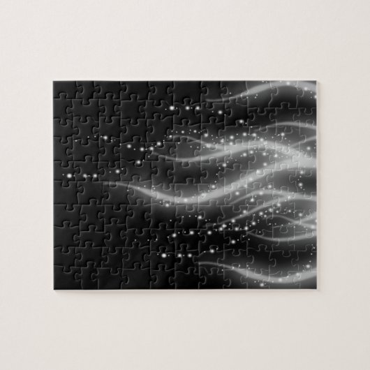 Classic Black White Wavy Sparkly Lines Legpuzzel (Horizontaal)