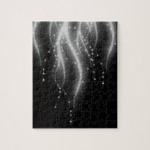 Classic Black White Wavy Sparkly Lines Legpuzzel (Verticaal)