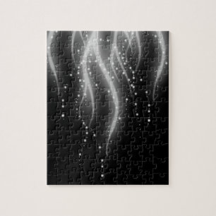 Classic Black White Wavy Sparkly Lines Legpuzzel