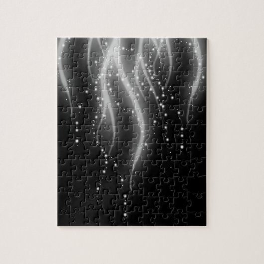 Classic Black White Wavy Sparkly Lines Legpuzzel (Verticaal)