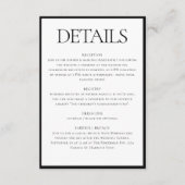 Classic Black White Wedding Details Info Informatiekaartje (Voorkant)