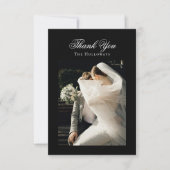 Classic Black & White Wedding Photo Thank You Card Bedankkaart (Voorkant)