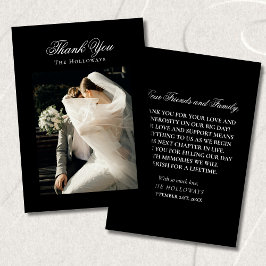 Classic Black & White Wedding Photo Thank You Card Bedankkaart