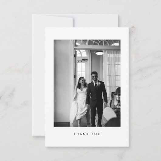 Classic Black & White Wedding Photo Thank You Card Bedankkaart (Voorkant)