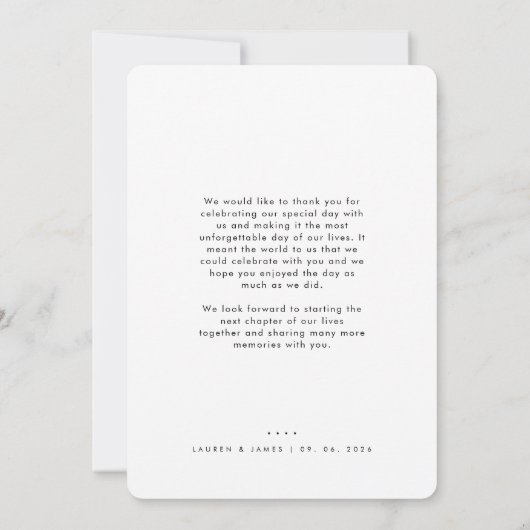 Classic Black & White Wedding Rounded  Bedankkaart (Achterkant)