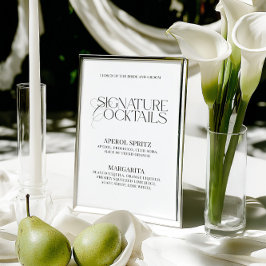 Classic Black White Wedding Signature Drinks Sign