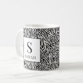 Classic Black White Zebra Monogram Initial Mug Koffiemok (Voorkant links)