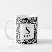 Classic Black White Zebra Monogram Initial Mug Koffiemok (Links)