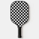 Classic Black with White Square Pattern Pickleball Paddle (Voorkant)