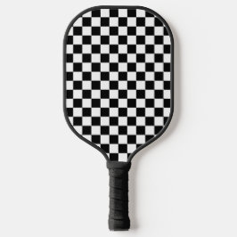 Classic Black with White Square Pattern Pickleball Paddle