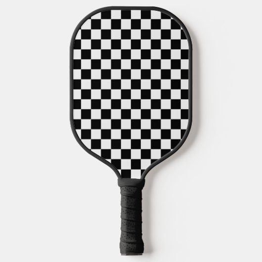 Classic Black with White Square Pattern Pickleball Paddle (Voorkant)