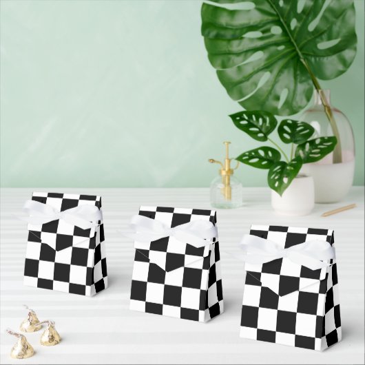 Classic Black with White Square Pattern Tent Bedankdoosjes (Meervoudige)