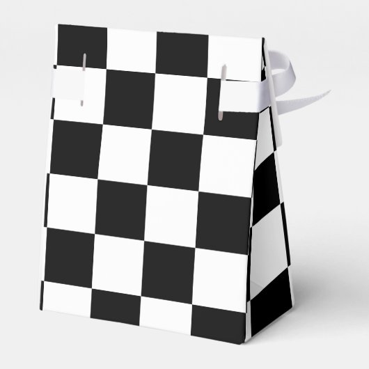 Classic Black with White Square Pattern Tent Bedankdoosjes (Achterkant)