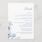 Classic  Blauw Bloementuin Bruiloft Details Informatiekaartje (Voorkant)