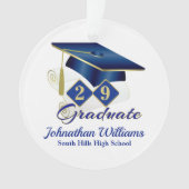 Classic Blauw en Goud 20xx Afstuderen Foto Ornament (voorkant)