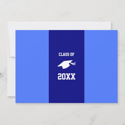 Classic Blauw en Wit Afstuderen Fotosjabloon Kaart (Achterkant)