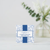 Classic Blauw en Wit Patroon Gift Label of Informatiekaartje (Staand voorkant)