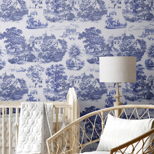 Classic Blauw Frans Chateau Toile Behang