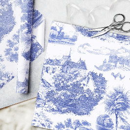 Classic Blauw  Frans Chateau Toile Cadeaupapier