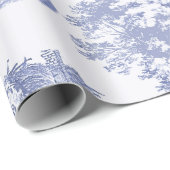 Classic Blauw Frans Chateau Toile Cadeaupapier (Rol Hoek)