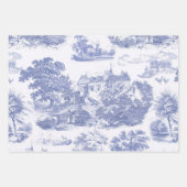 Classic Blauw  Frans Chateau Toile Inpakpapier Vel (Voorkant)