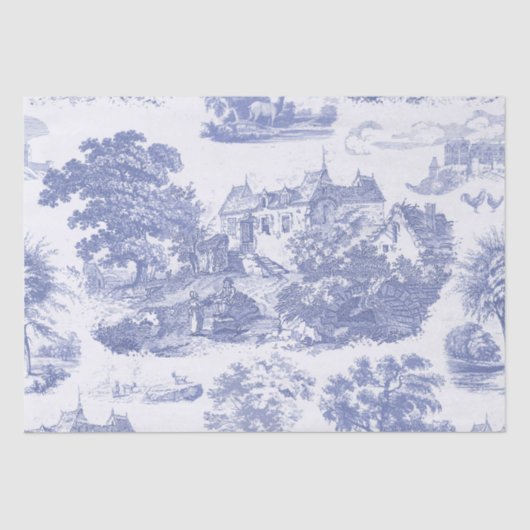 Classic Blauw Frans Chateau Toile Tissuepapier (Voorkant)