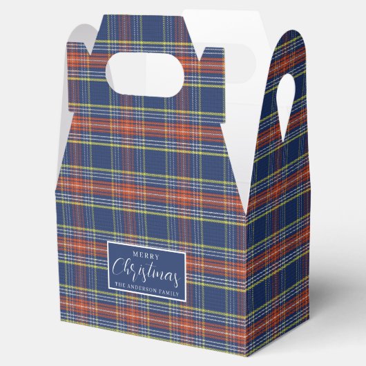 Classic Blauw Gebrand Sinaasappel Tartan Plaid Chr Bedankdoosjes (Geopend)