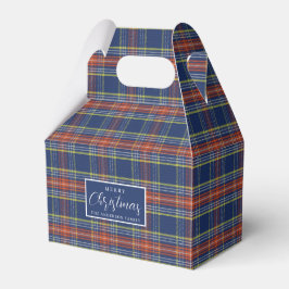 Classic Blauw Gebrand Sinaasappel Tartan Plaid Chr Bedankdoosjes
