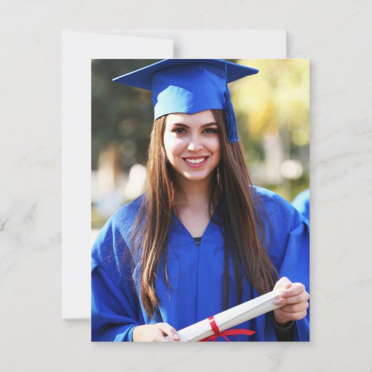 Classic Blauw Goud Afstuderen Foto Bedankkaart (Achterkant)
