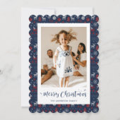 Classic Blauw Rood Foto Vrolijk Kerstfeest Kaart (Voorkant)
