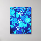 Classic Blauw Roos Bloemen Pattern-876 Canvas Afdruk (Voorkant)
