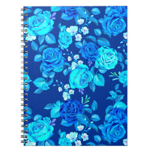 Classic Blauw Roos Bloemen Pattern-876 Notitieboek