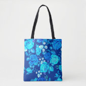 Classic Blauw Roos Bloemen Pattern-876 Tote Bag (Voorkant)