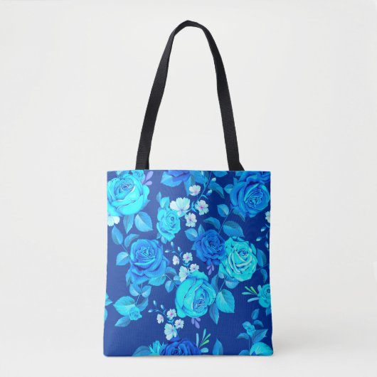 Classic Blauw Roos Bloemen Pattern-876 Tote Bag (Voorkant)