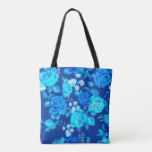 Classic Blauw Roos Bloemen Pattern-876 Tote Bag (Achterkant)