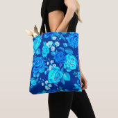 Classic Blauw Roos Bloemen Pattern-876 Tote Bag (Dichtbij)