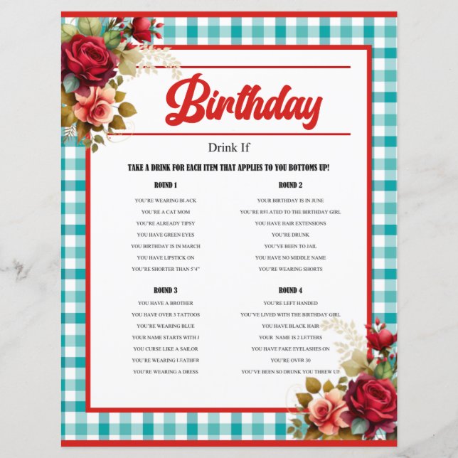 Classic Blauw Verjaardag Drink Spel (Voorkant)